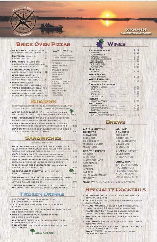 Palms Fish Camp Restaurant - Jacksonville, FL menu_pic