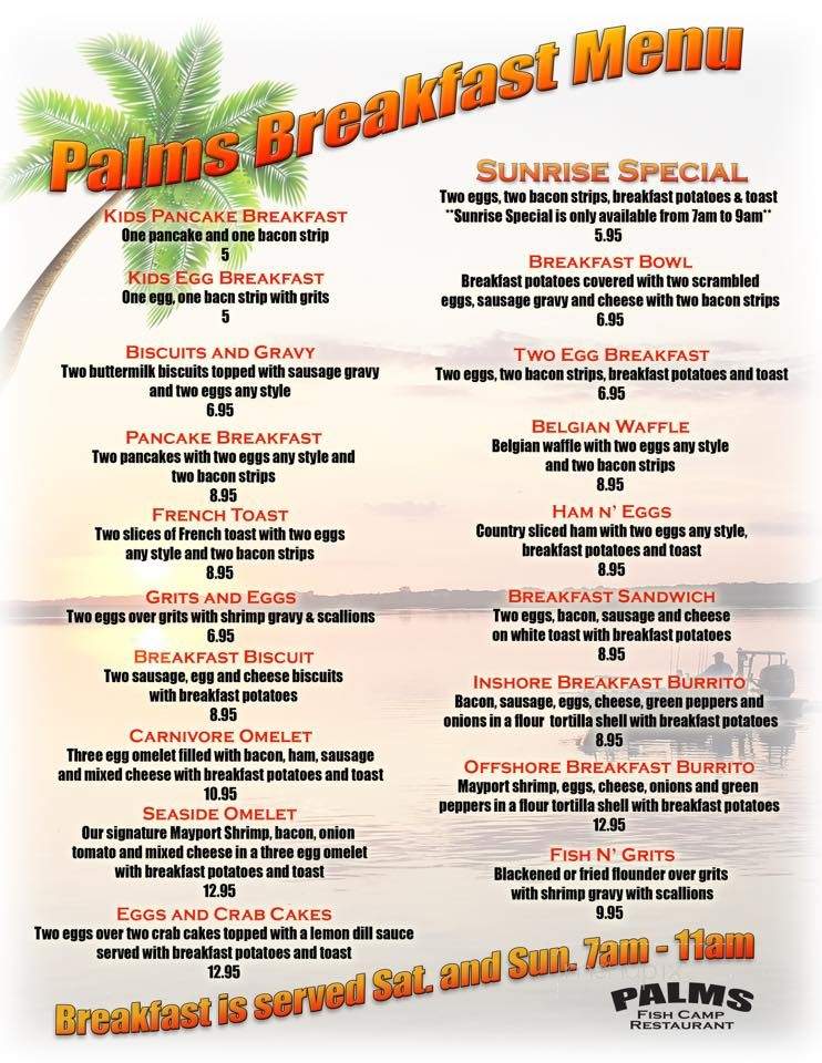 Palms Fish Camp Restaurant - Jacksonville, FL menu_pic