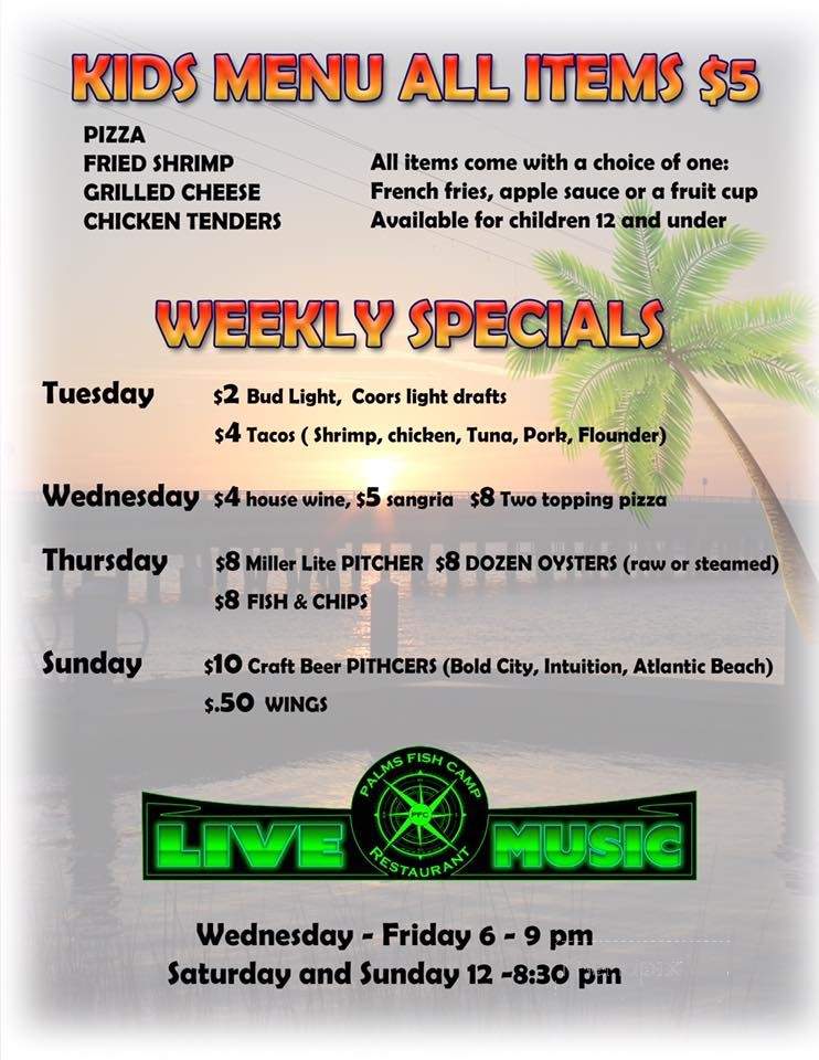 Palms Fish Camp Restaurant - Jacksonville, FL menu_pic