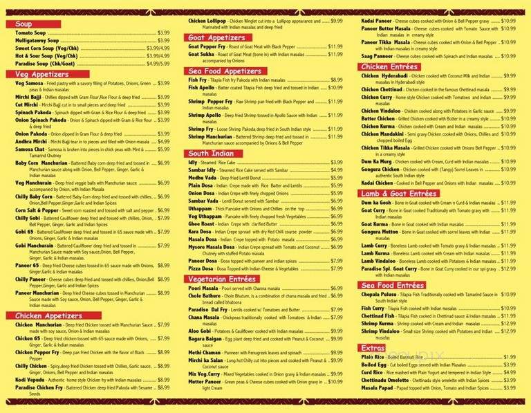 Paradise Biriyani Pointe - Cumberland, RI menu_pic