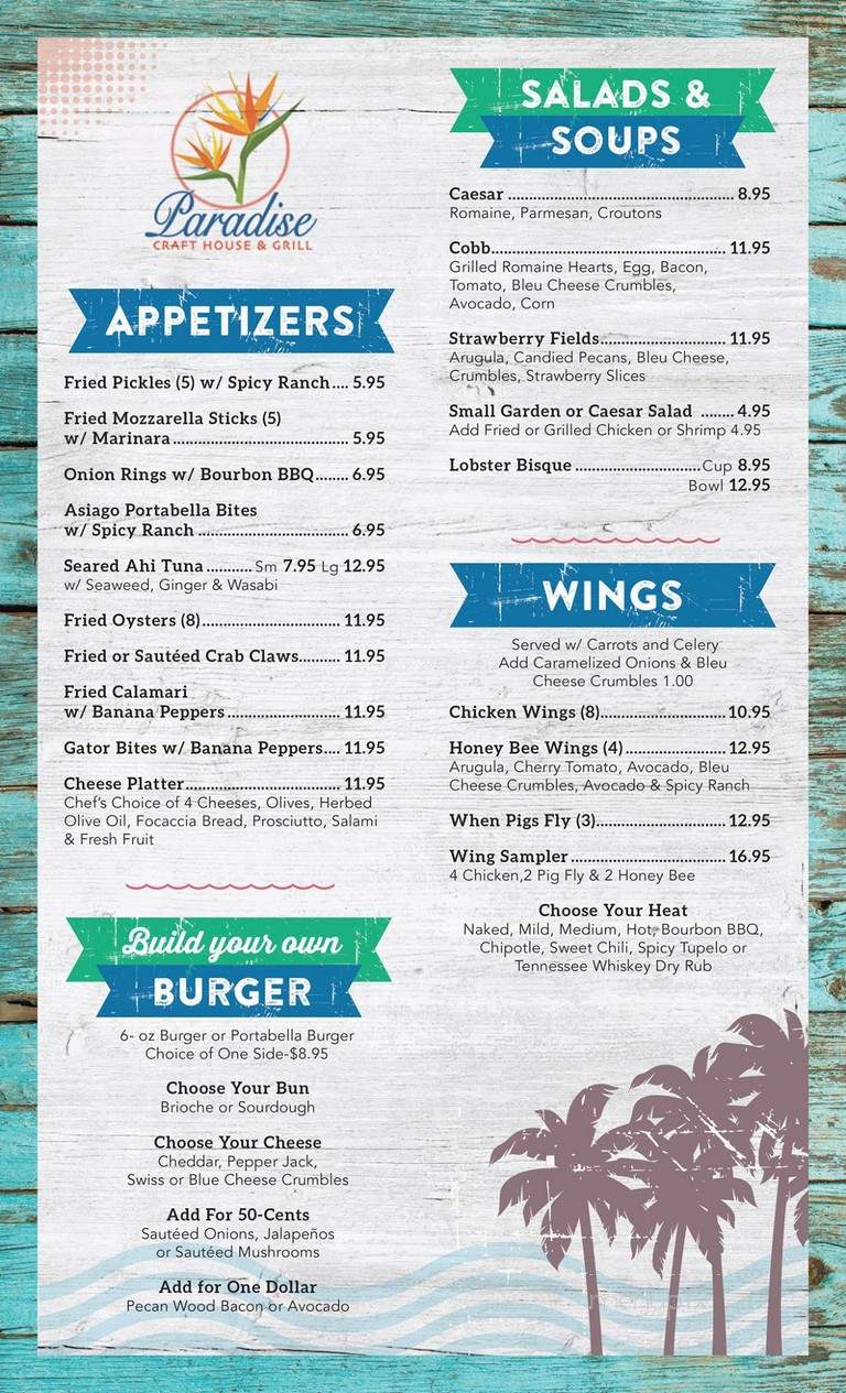 Paradise Craft House & Grill - Port Saint Joe, FL menu_pic