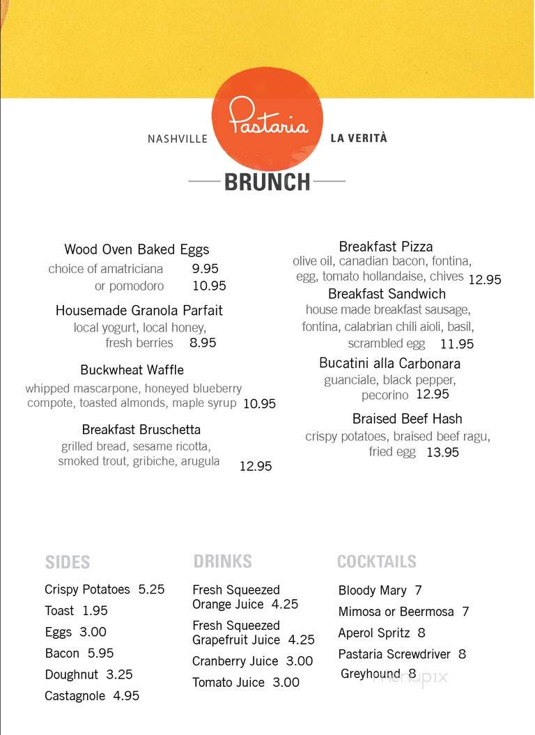 Pastaria - Nashville, TN menu_pic