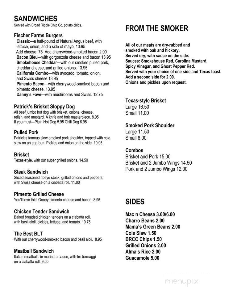 Patrick's Smokehouse Kitchen - Carmel, IN menu_pic