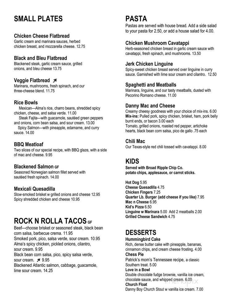 Patrick's Smokehouse Kitchen - Carmel, IN menu_pic