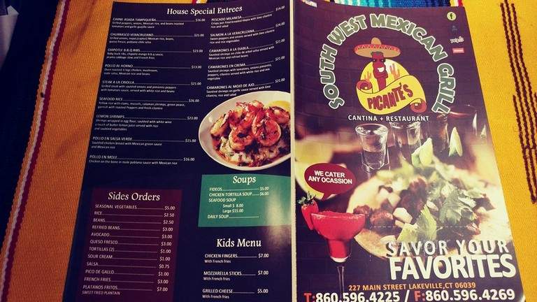 Picante's South West Mexican Grill - Salisbury, CT menu_pic