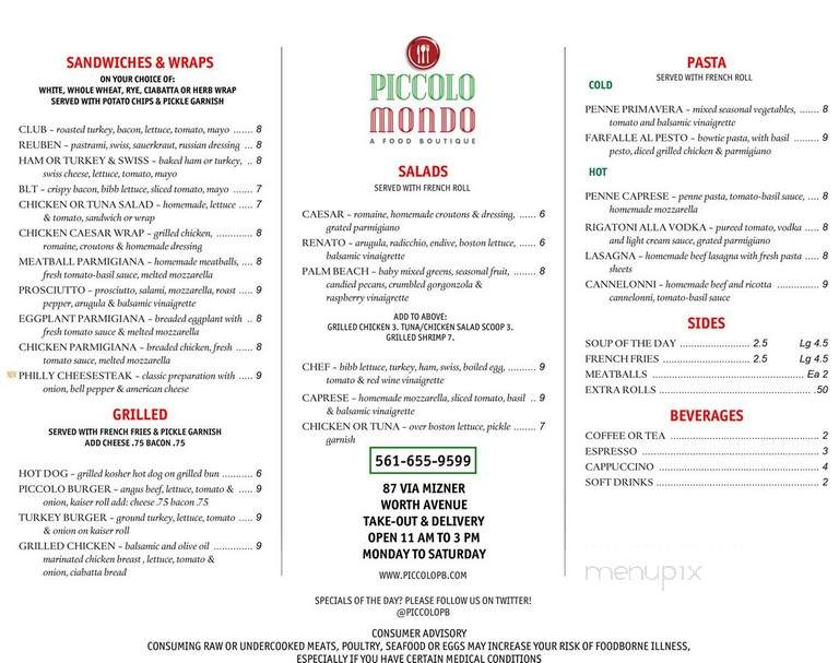 Piccolo Mondo - Palm Beach, FL menu_pic