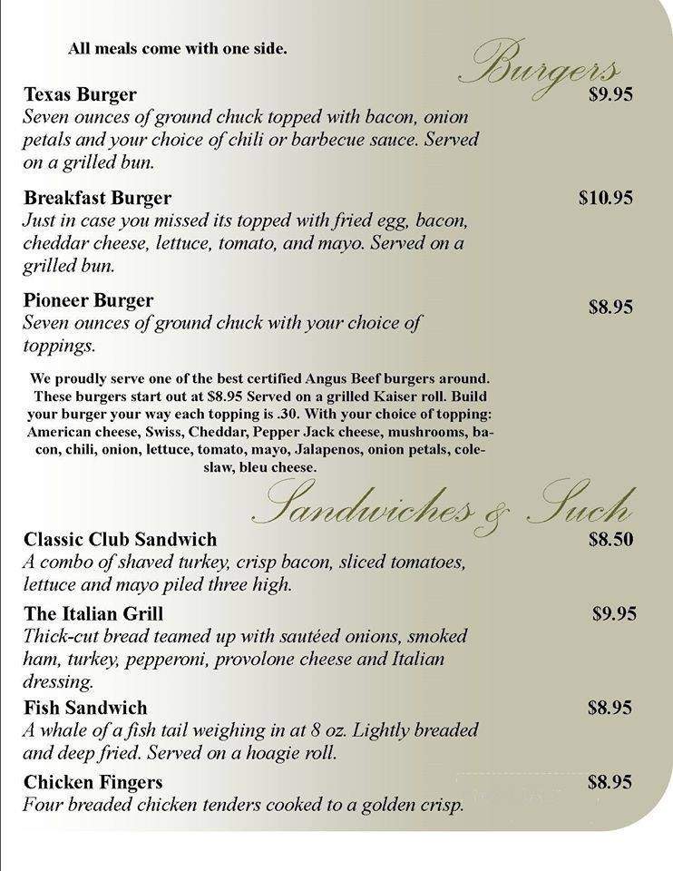Pioneer Tavern - Marietta, OH menu_pic