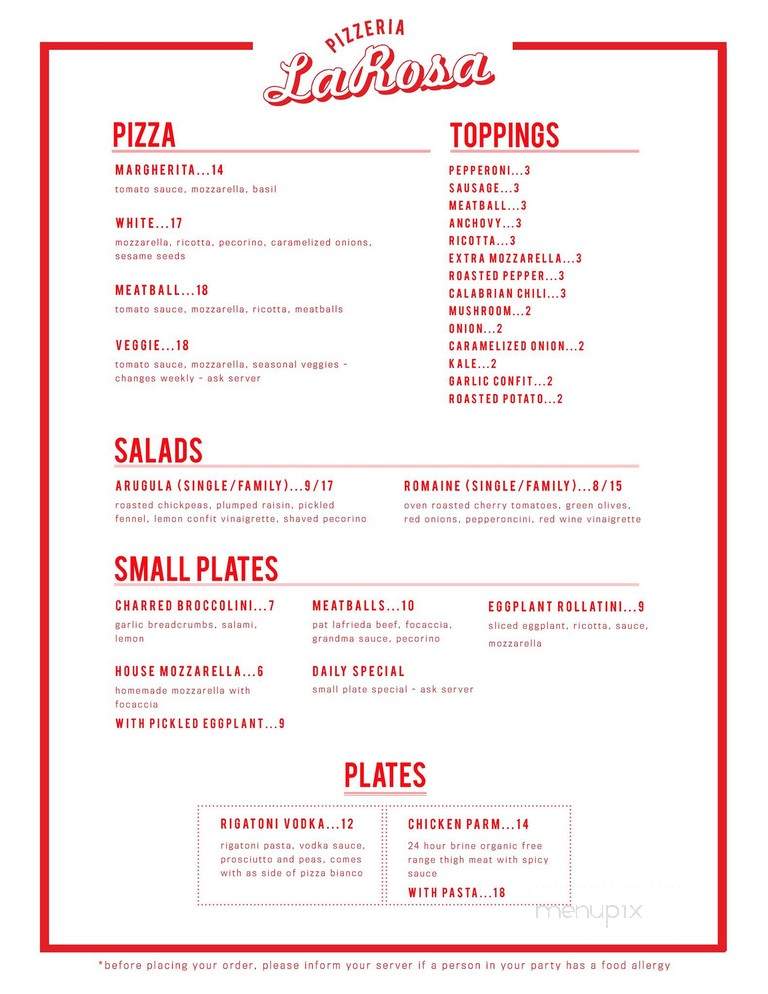 Pizzeria La Rosa - New Rochelle, NY menu_pic