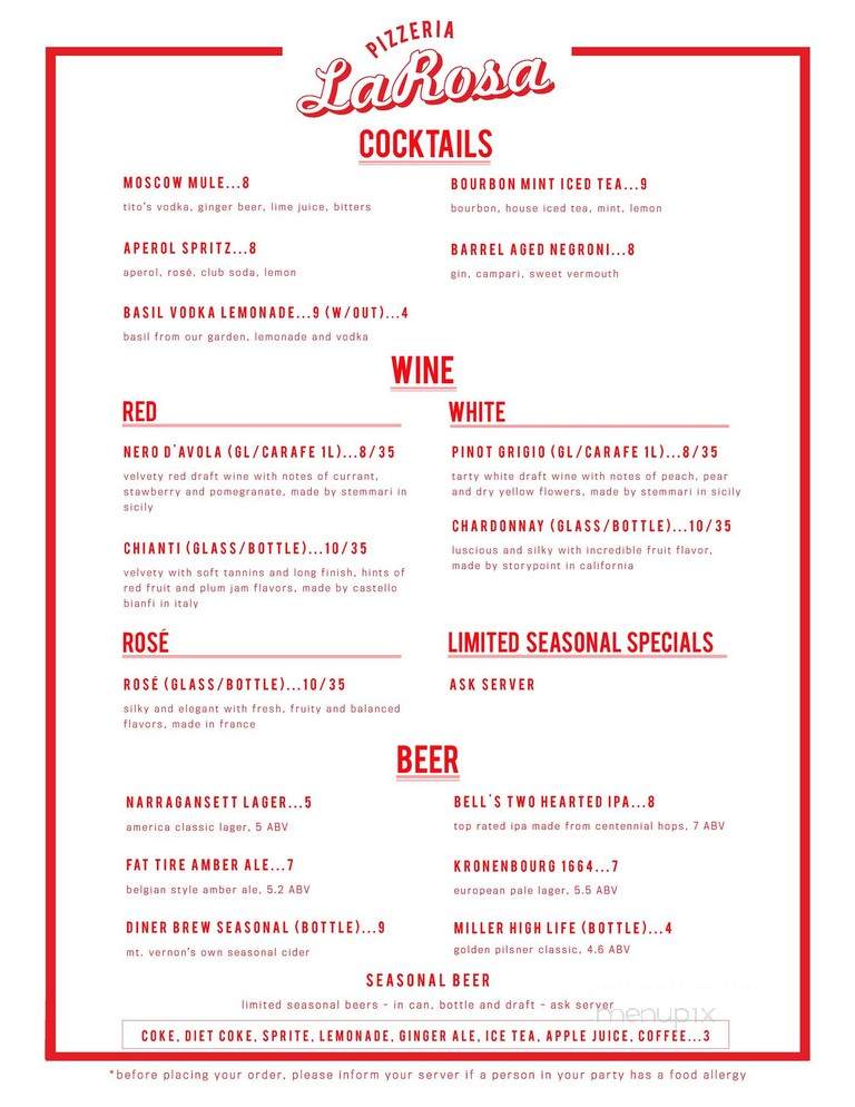 Pizzeria La Rosa - New Rochelle, NY menu_pic