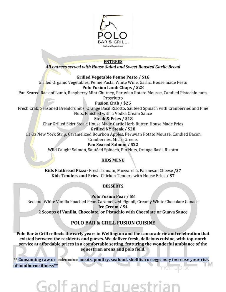 Polo Bar & Grill - Wellington, FL menu_pic