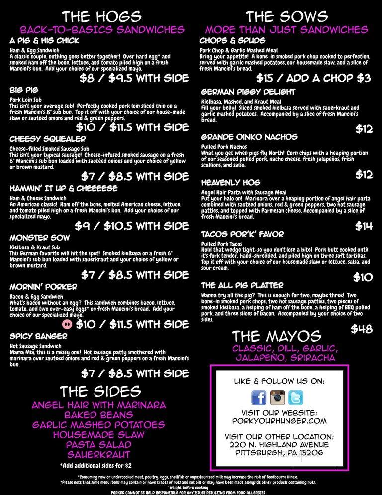 Porked - Pittsburgh, PA menu_pic