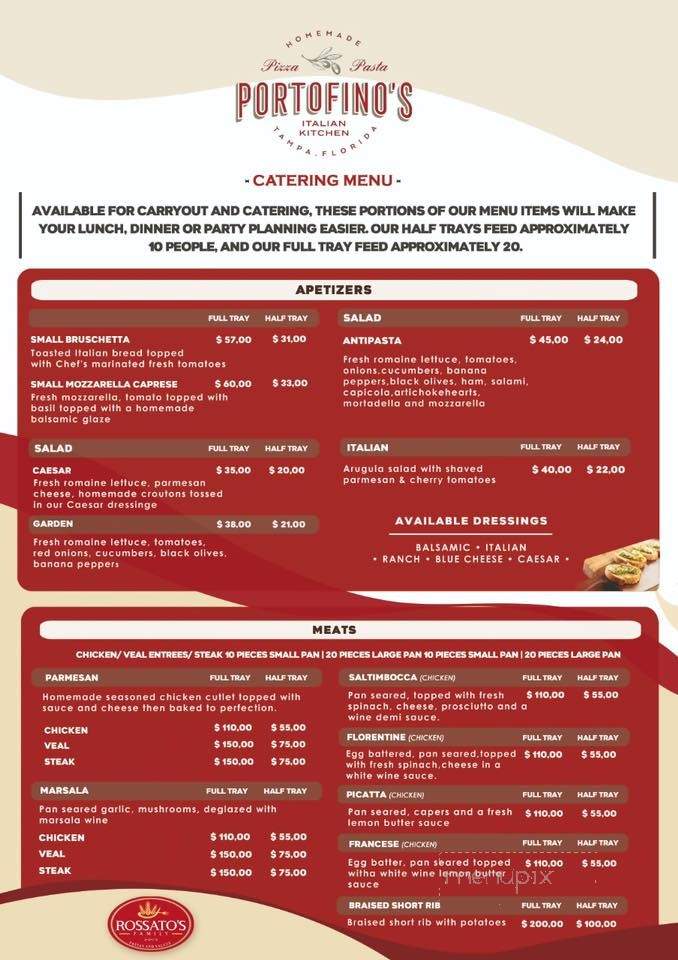 Portofino's Italian Kitchen - Tampa, FL menu_pic