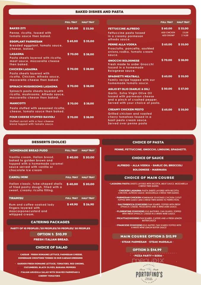 Portofino's Italian Kitchen - Tampa, FL menu_pic