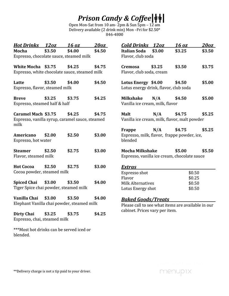 Menu of Prison Pizza in Deer Lodge, MT 59722