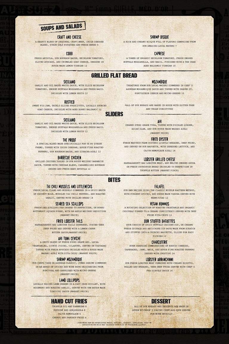 Proof - Narragansett, RI menu_pic