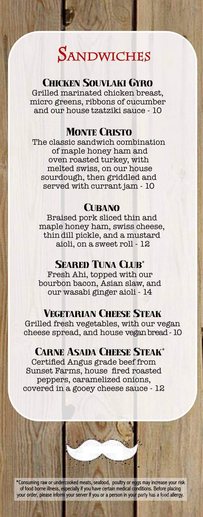 Proof - Narragansett, RI menu_pic