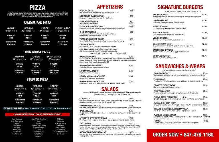 Pub 83 Pizza & Burgers - Long Grove, IL menu_pic