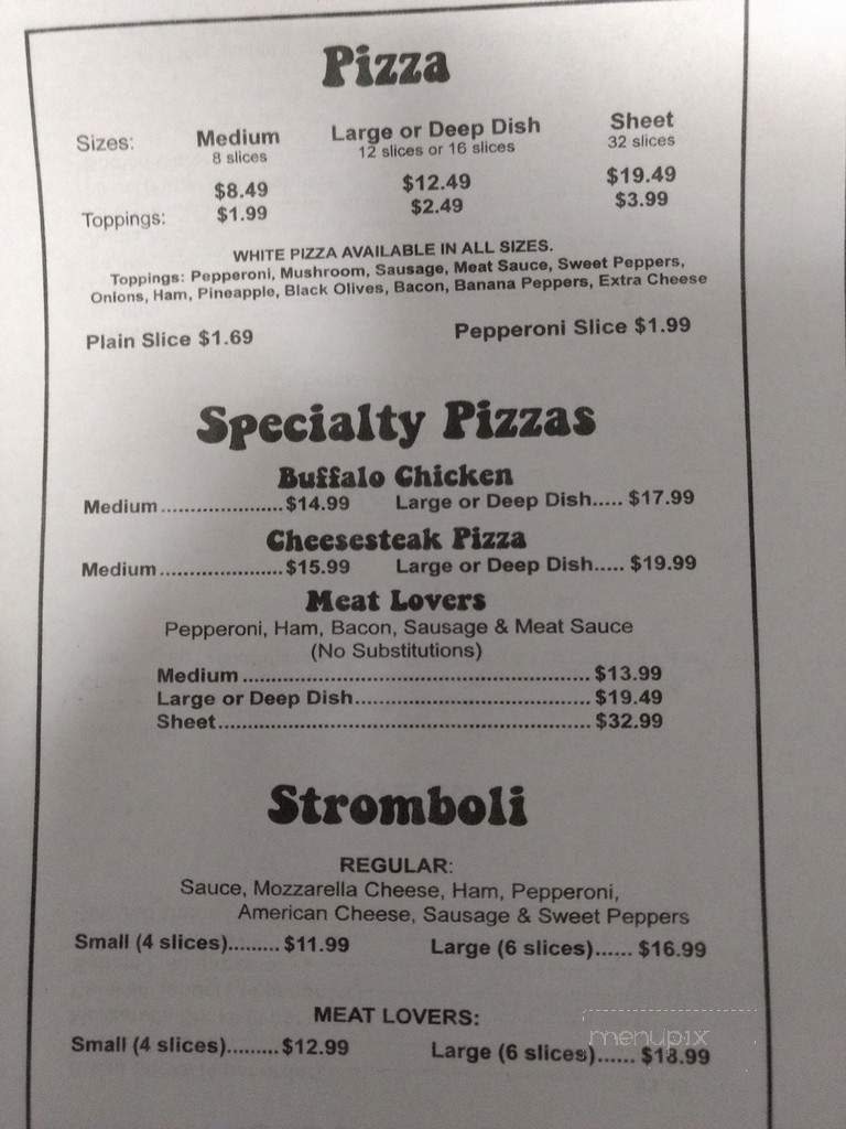 Pudgie's Pizza - Galeton, PA menu_pic