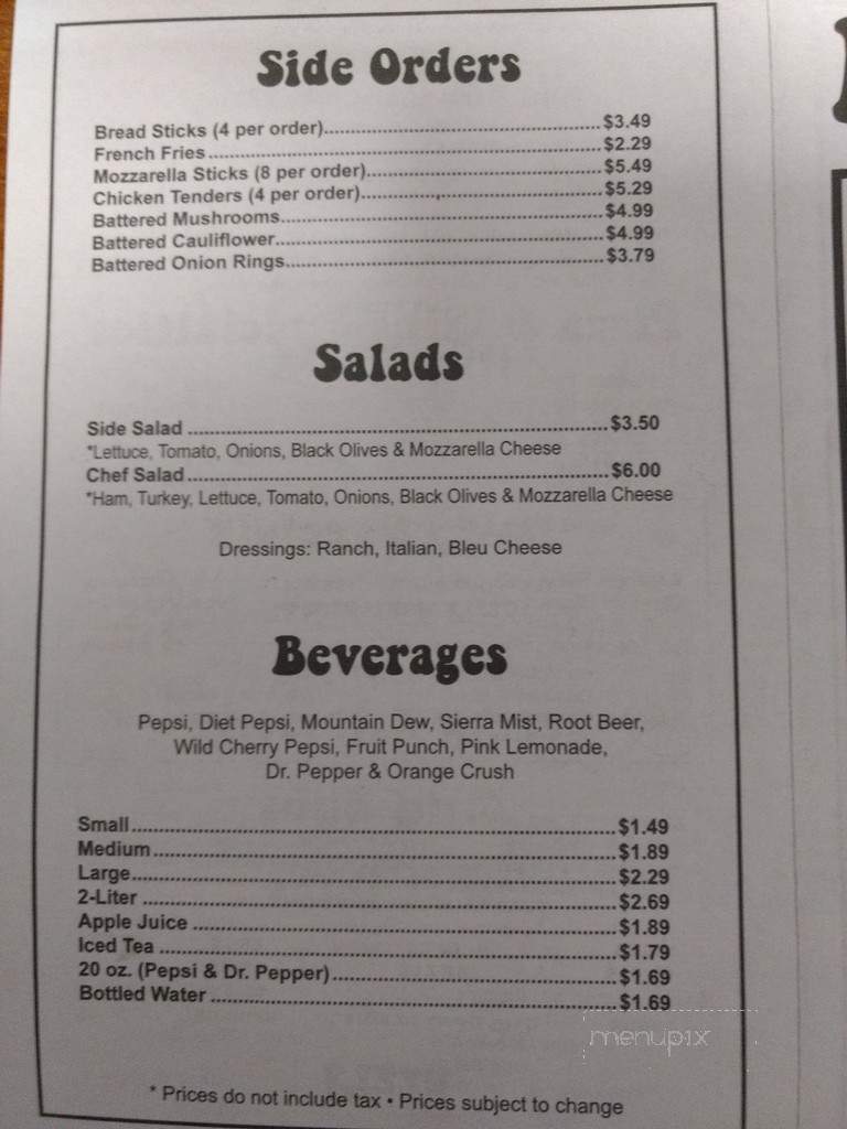 Pudgie's Pizza - Galeton, PA menu_pic