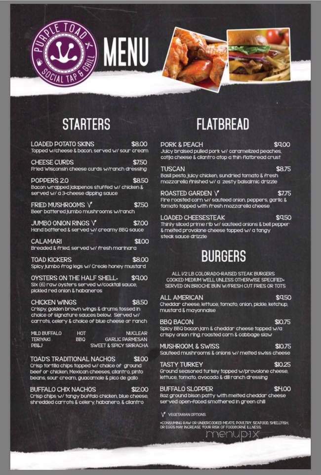 Purple Toad Social Tap - Peyton, CO menu_pic