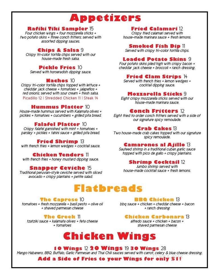 Rafiki Tiki - Riviera Beach, FL menu_pic