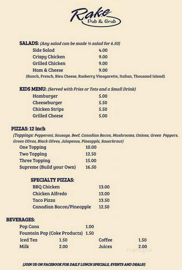 Rake Pub & Grub - Rake, IA menu_pic
