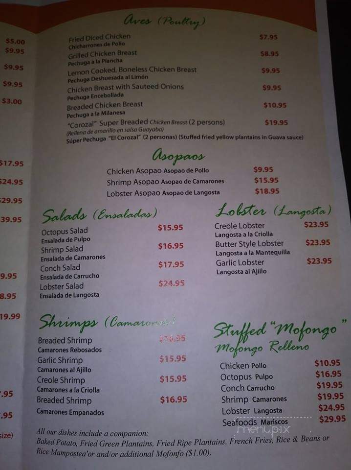Corozal Restaurant - Zephyrhills, FL menu_pic