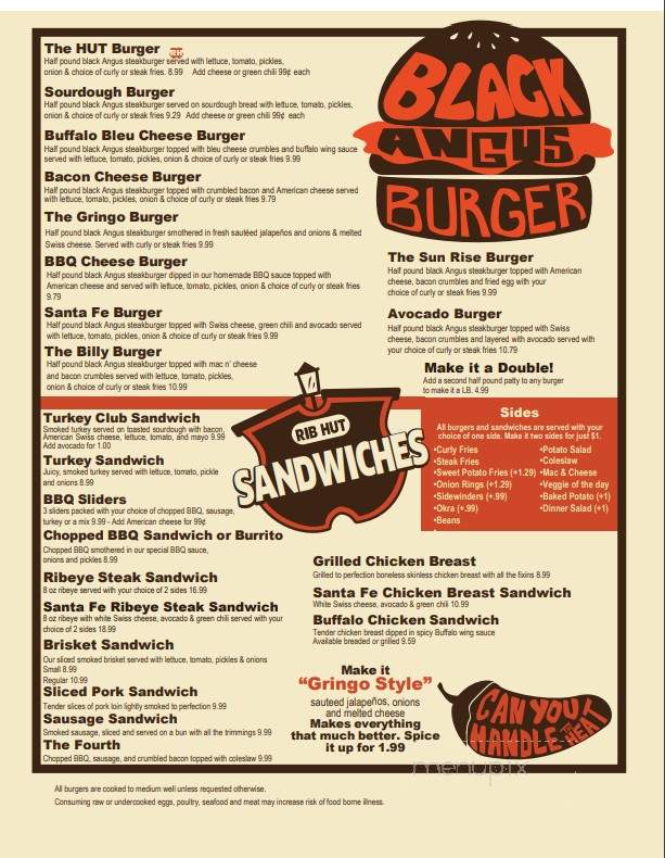 Rib Hut - El Paso, TX menu_pic