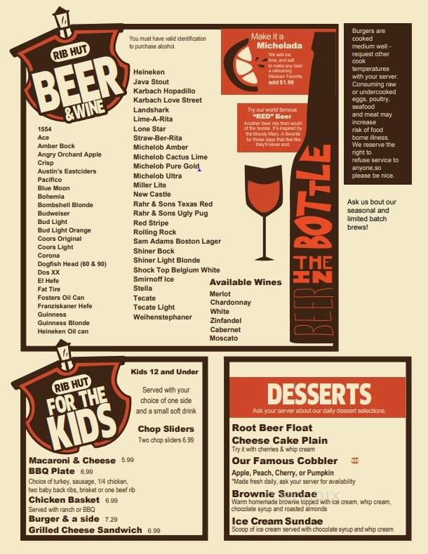 Rib Hut - El Paso, TX menu_pic