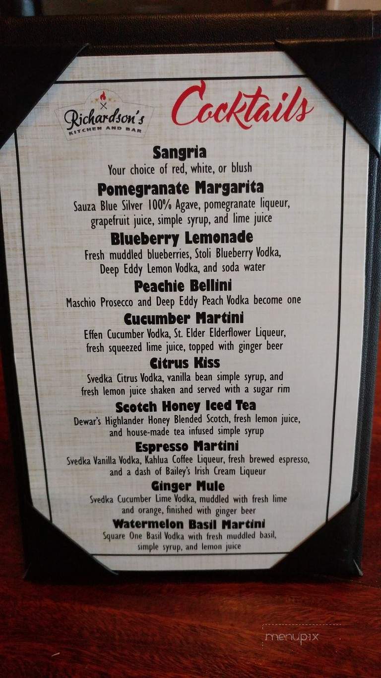Richardson's Kitchen and Bar - Warren, RI menu_pic