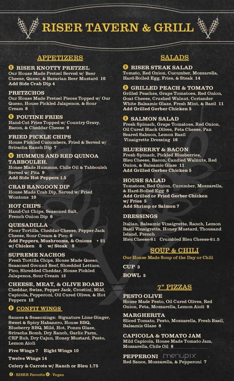 Riser Tavern and Grill - Youngstown, OH menu_pic