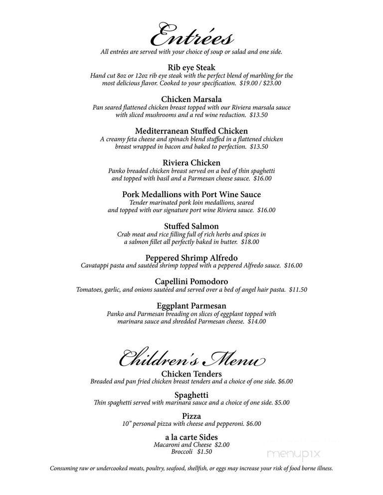 Riviera - Marietta, OH menu_pic