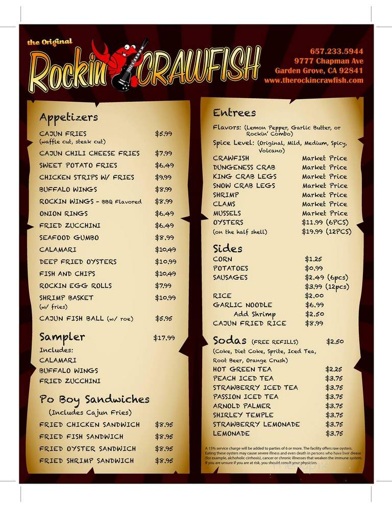 Rockin Crawfish - Garden Grove, CA menu_pic