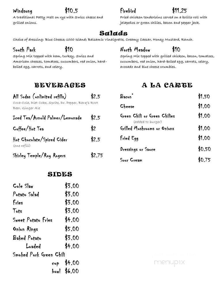 Rocky Mountain High - Evergreen, CO menu_pic