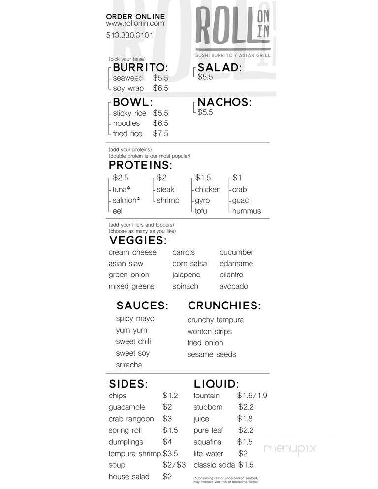 Roll On In - Loveland, OH menu_pic