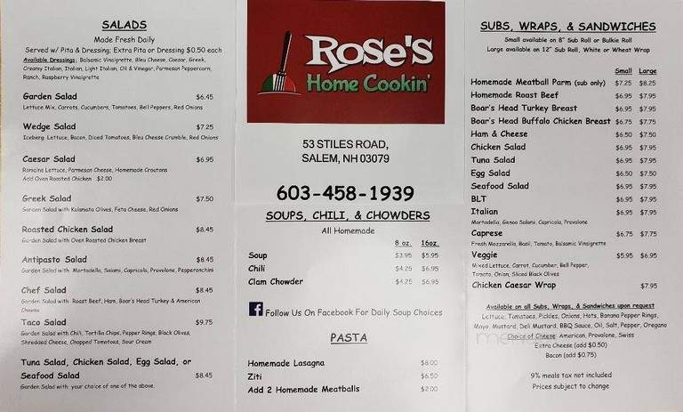 Rose's Home Cookin - Salem, NH