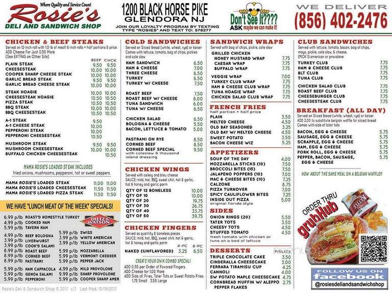 Rosies Deli & Sandwich Shop - Glendora, NJ menu_pic