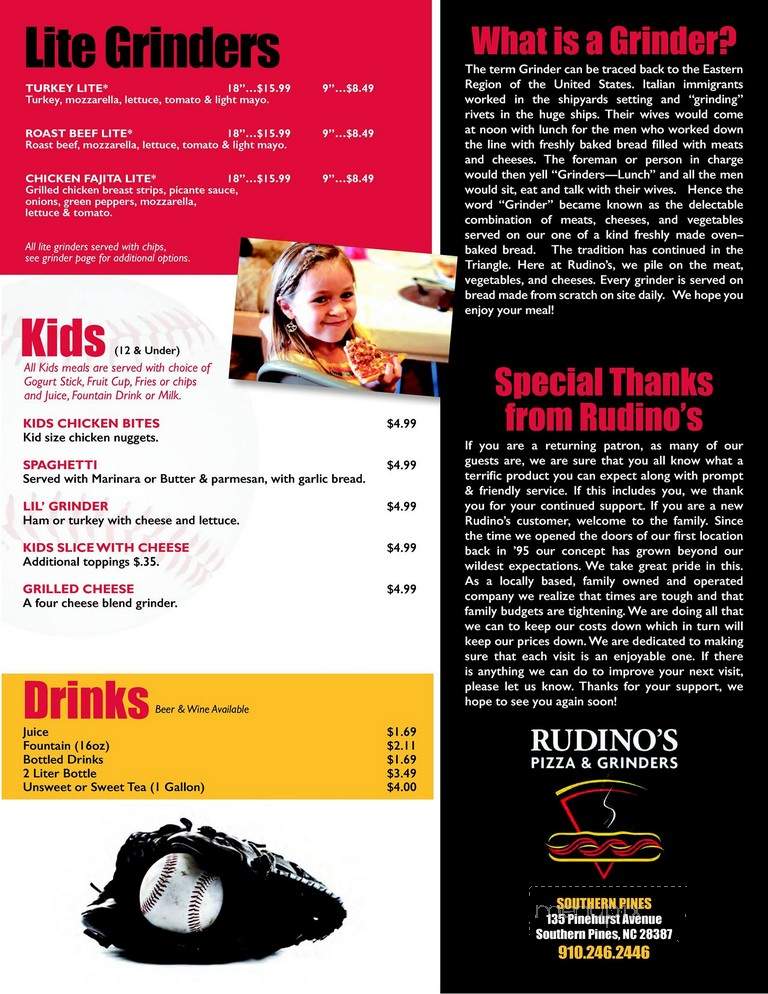 Rudino's Pizza & Grinders - Southern Pines, NC menu_pic