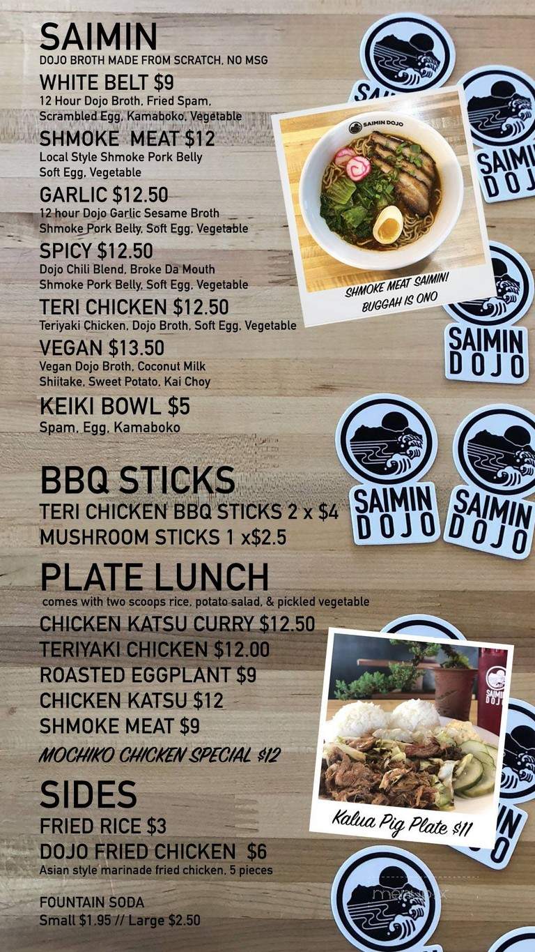 Saimin Dojo - Kapaa, HI menu_pic