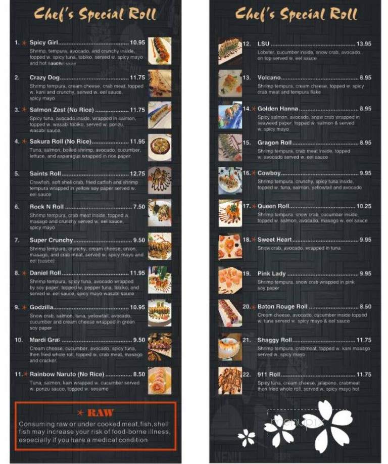 Sakura - Houma, LA menu_pic