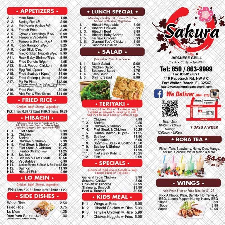 Sakura Japanese Grill - Fort Walton Beach, FL menu_pic