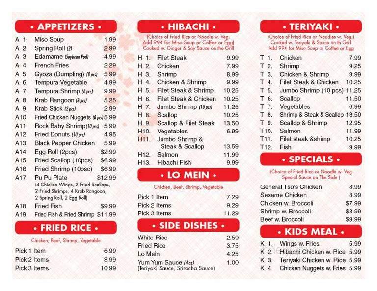 Sakura Japanese Grill - Fort Walton Beach, FL menu_pic