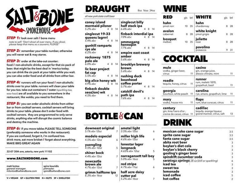 Salt & Bone Smokehouse - Astoria, NY menu_pic