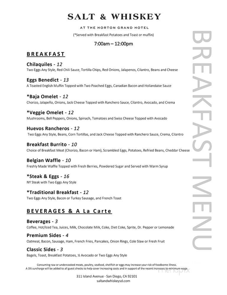 Salt & Whiskey - San Diego, CA menu_pic