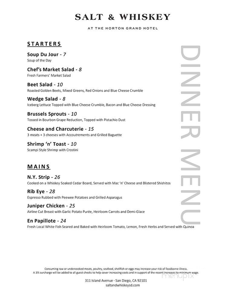 Salt & Whiskey - San Diego, CA menu_pic