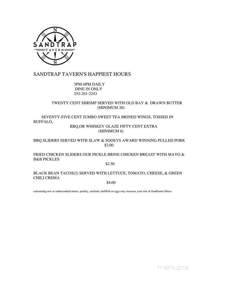Sandtrap Tavern - Kitty Hawk, NC menu_pic