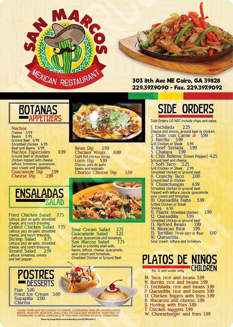 San Marcos Mexican Grill - Cairo, GA menu_pic