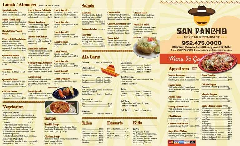 San Pancho Mexican Restaurant - Long Lake, MN menu_pic