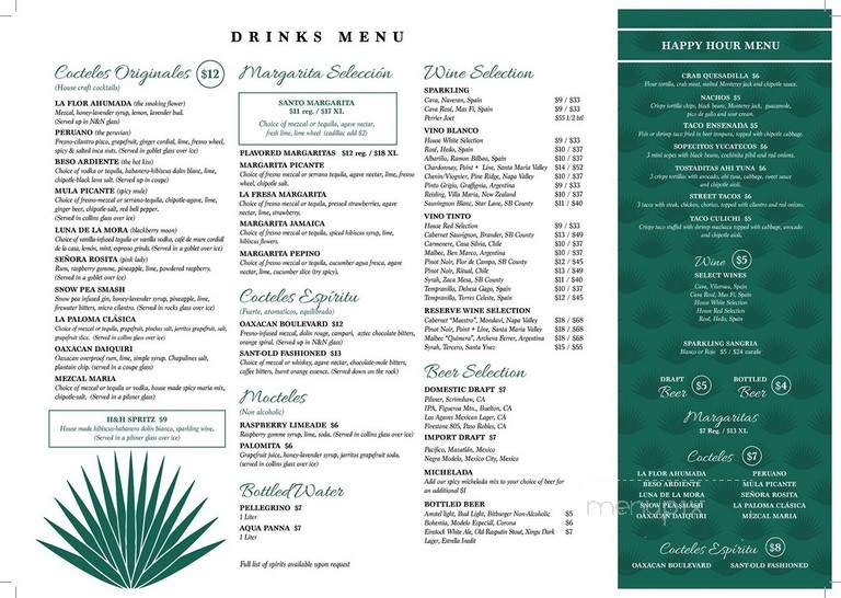 Santo Mezcal - Santa Barbara, CA menu_pic
