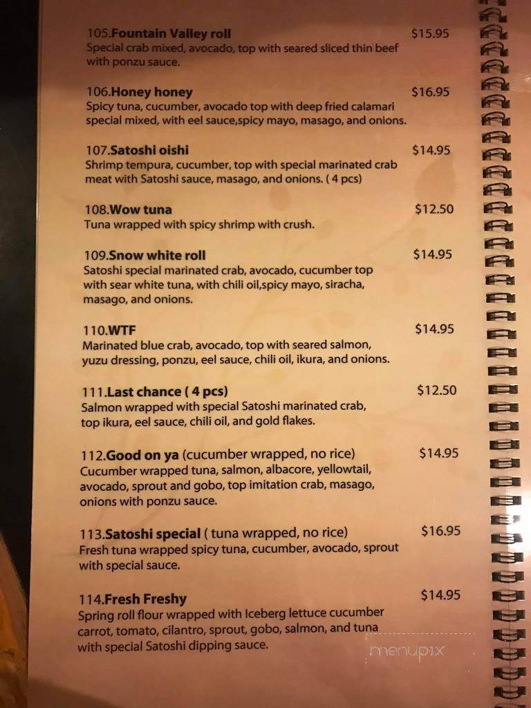 Satoshi Sushi - Fountain Valley, CA menu_pic